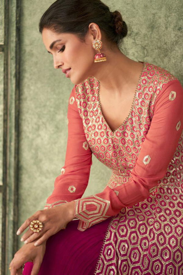 Cotton Hand Work Anarkali Calf Length Kurta With Pant and Dupatta