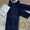 KID’S NAVY BLUE KURTA PYJAMA WITH EMBROIDERY AND SEQUENCE WORK FOR BOYS