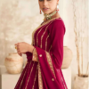 Raspberry Pink Color Embroidery Suit