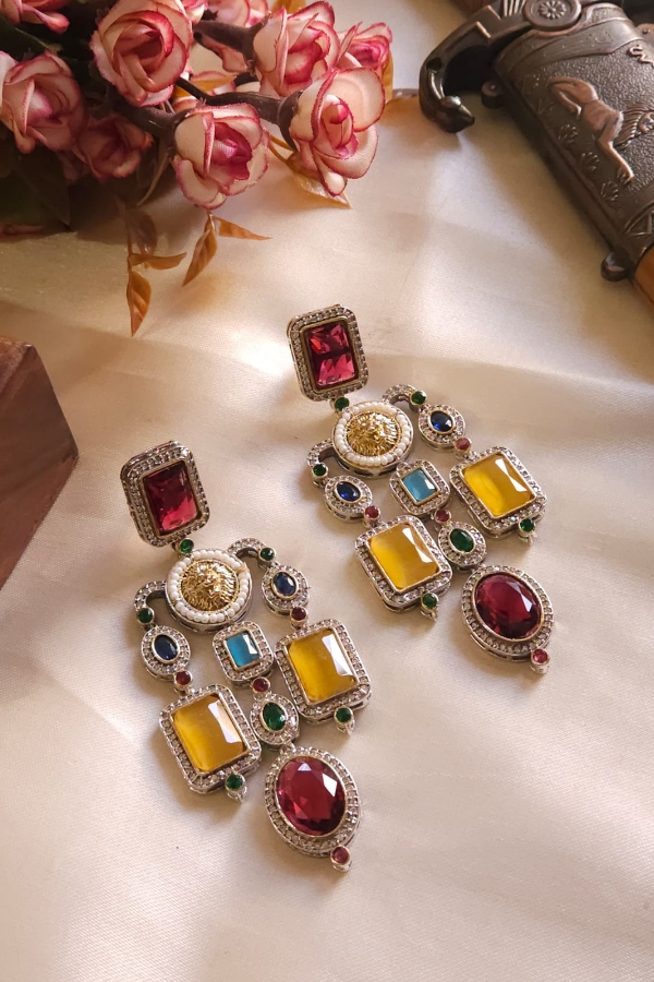 Sabyasachi Inspired Pink and Yellow Earrings