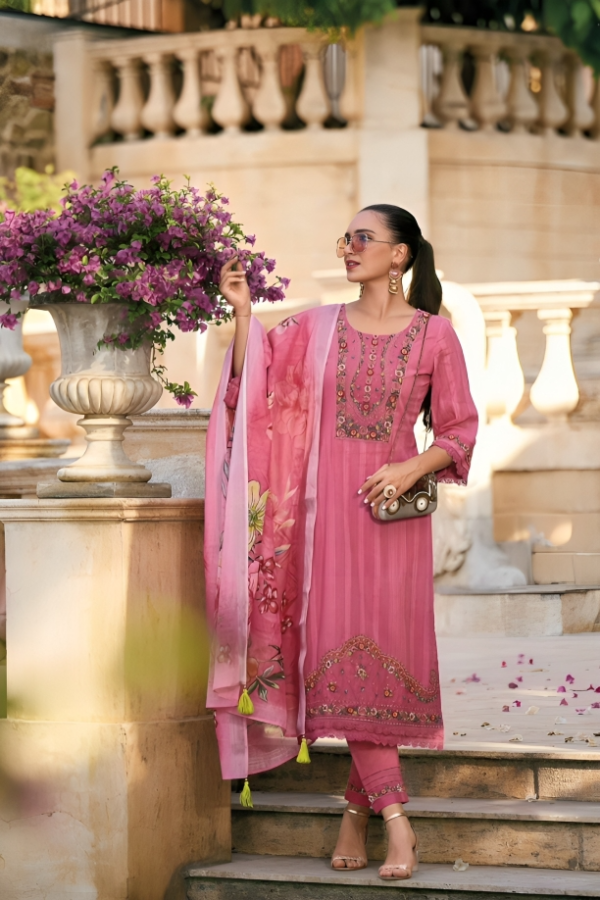 Pink Kurti with Designer Embellished Pants and Zari Dupatta