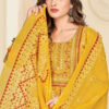 Yellow Heavy Rayon Foil Prints Long Anarkali Gown With Dupatta