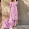 Purple Silk Kurti with Viscose Pants & Embroidered Organza Dupatta.