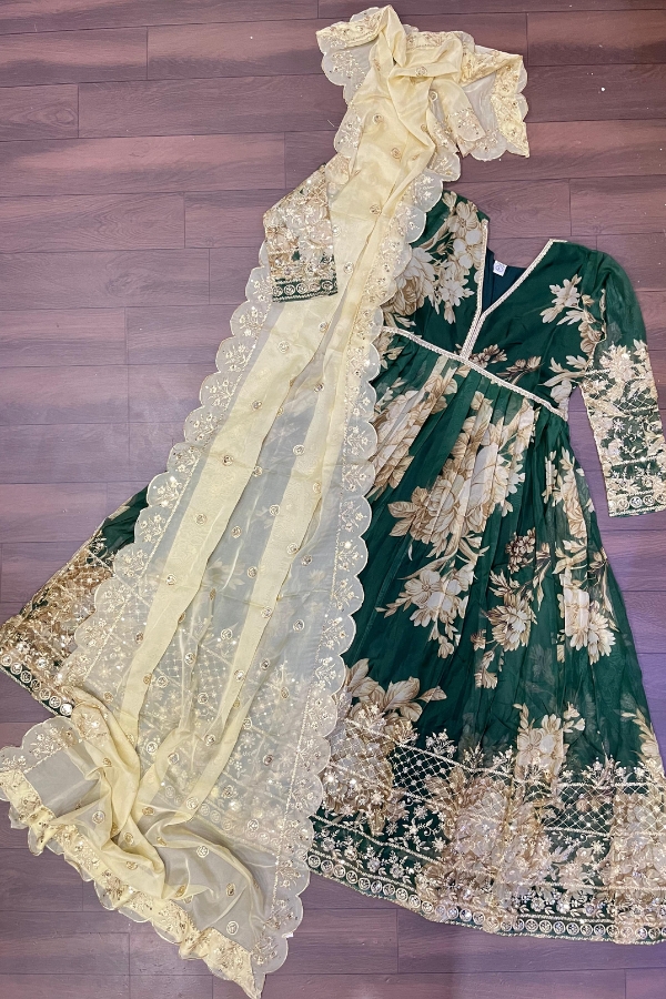 Elegant Alia Cut Gown with Dupatta Set