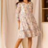 Women's Gray Printed Cotton Summer Dress: Cool & Stylish