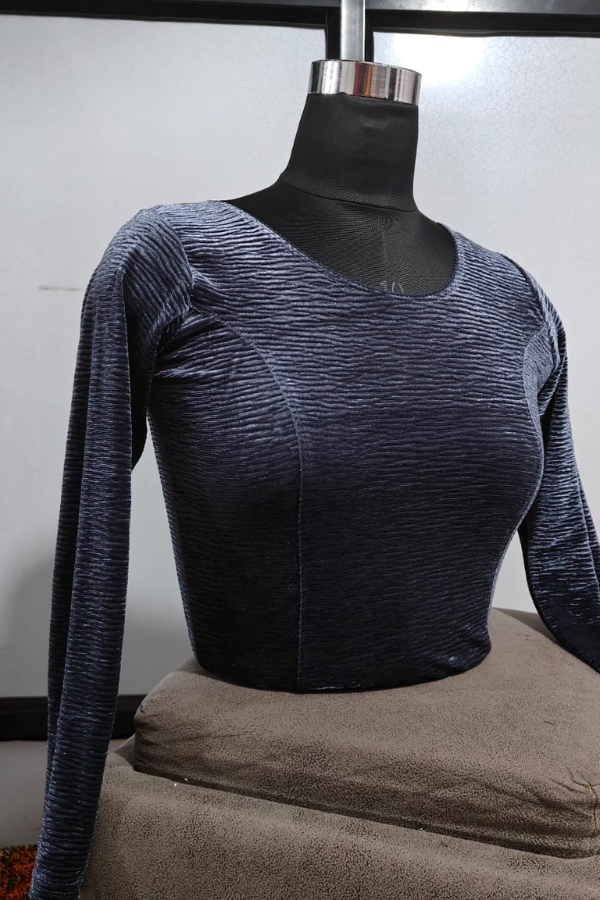 Korean Stretchable Blouse in Gray Color