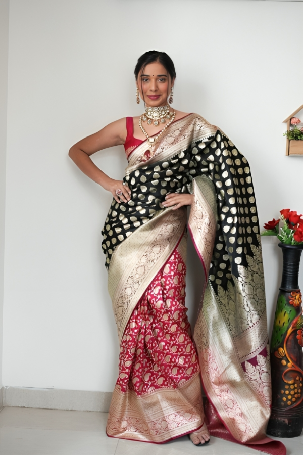 Instant Glamour: Ready-to-Wear Soft Lichi Silk Saree