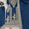 Designer Chinnon Silk Embroidered Top-Plazzo with Dupatta Set