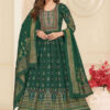 Green Heavy Rayon Foil Prints Long Anarkali Gown With Dupatta