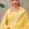 Yellow Silk Kurti with Viscose Pants & Embroidered Dupatta