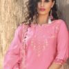 Pink Silk Kurti with Viscose Pants & Embroidered Dupatta