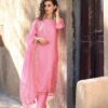 Pink Silk Kurti with Viscose Pants & Embroidered Dupatta