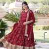 Elegant Embroidered Georgette Gown with Dupatta - Maroon