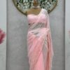 Sequined Chiffon Georgette Saree with Designer Lace Border