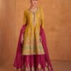 Yellow Full Stitched Heavy Real Chinon Sharara