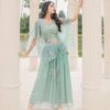 Latest Designer Festive Wear Salwar Kameez Set in Natural Crepe