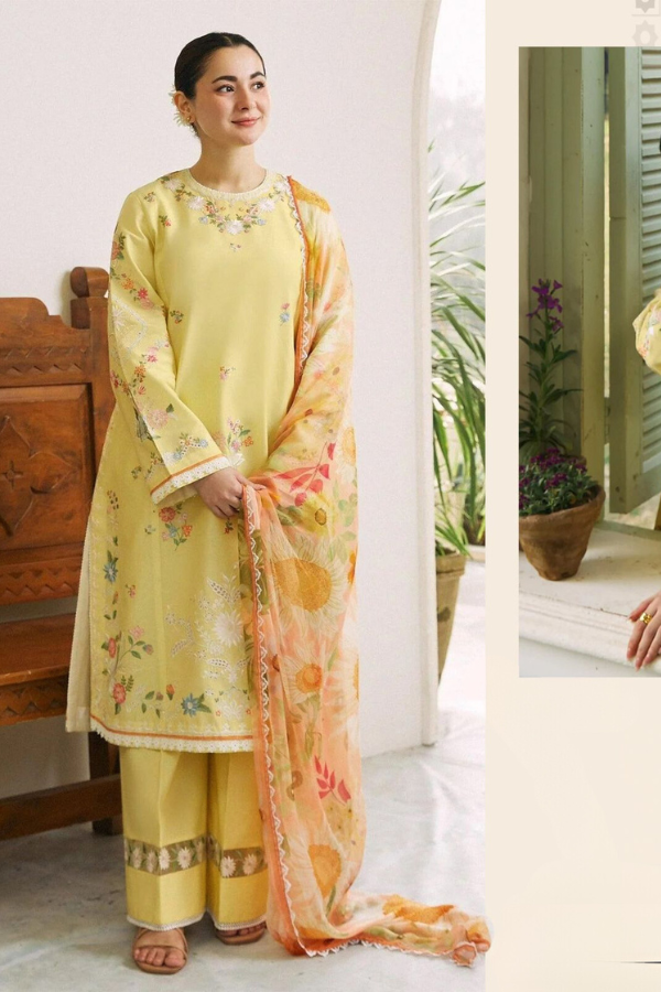 Elegant Cotton Collection with Embroidered Top and Chiffon Jacquard Dupatta