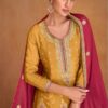 Yellow Full Stitched Heavy Real Chinon Sharara