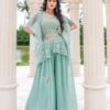 Latest Designer Festive Wear Salwar Kameez Set in Natural Crepe