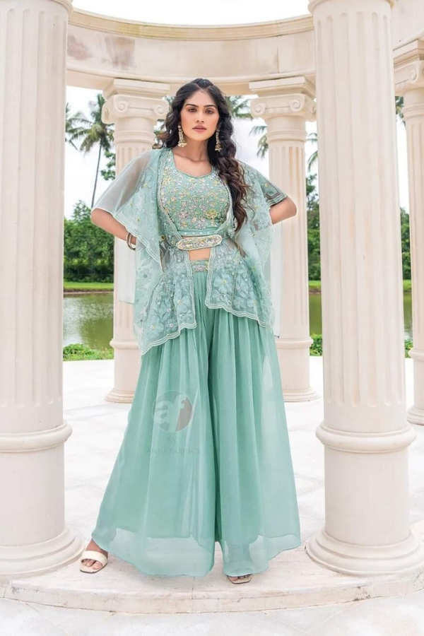 Latest Designer Festive Wear Salwar Kameez Set in Natural Crepe