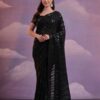 Stunning Soft Georgette Leheriya Saree with Sequins Embroidery and Banglori Blouse