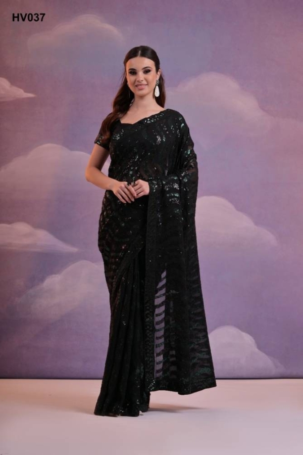 Stunning Soft Georgette Leheriya Saree with Sequins Embroidery and Banglori Blouse