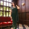 Ready-to-Wear Designer Bottle Green Drape Saree