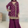 Elegant Wine Kids 3-Piece Pakistani Suit with Embroidery