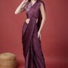 Elegant Magenta Satin Silk Party Wear Ready-to-Wear Saree