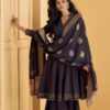 Wine Pure Masleen Cotton Silk Suit with Embroidery & Sequins